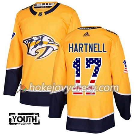 Dětské Hokejový Dres Nashville Predators Scott Hartnell 17 2017-2018 USA Flag Fashion Zlatá Adidas Authentic